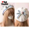 Japon Kawaii Bere Şapka Lolita genç kalp tatlı yün el yapımı sevimli dalgalar yay sıcak sonbahar kış ressam şapka başlık j220722