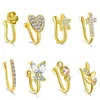 Non-Piercing Nasal Splint Personality U-Shaped Fake Nose Stud Diamond-Embedded Multiple Options Trend Puncture-Free Copper Nose Jewelry