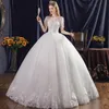 Andra bröllopsklänningar Classic O Neck Short Sleeve Dress Shining Beading paljetter klänning plus storlek spetsbrud brud vestido de noiva