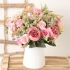 Dekoratif çiçek çelenkleri güzel ortanca gülleri ev düğün dekorasyonları için yapay yüksek kaliteli çiçek buket köpüğü şakayık faks