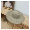 النساء Fray المنسوجة أعشاب البحر القارب قبعة عادية الشمس الشاطئ قبعات واسعة حافة الصيف قبعة للجنسين قبعات من القش للسفر 220607