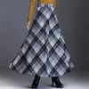 Neophil Woolen Warm Plus Size 3XL Plaid Faldas Invierno Mujer Inglaterra Estilo Bolsillos Midi Plisado A Line Tartan S9216 220401