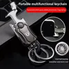 Kreativ multifunktionell nyckelring Män midja hängande fingertopp Gyro med knivflasköppnare Metal Keychain Ring liten presentbil