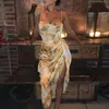 디자이너의 새로운 패션 여름 친밀한 여자 드레스 쇼 얇은 프린트 튜브 상단 슬림 하이 허리 미니 스커트