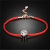 Pulseras con dijes de cristal, pulseras finas de cuerda de hilo rojo para joyería de mujer