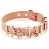 Braccialetti con ciondoli Moda Donna Maglia in acciaio inossidabile Cristallo MoM Charms Bracciale regolabile di marca per regalo per la mammaFascino Inte22