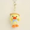 2022 Novos Animais Recheados Brinquedo 10 cm Pais de Pato Cute Boneca De Pelúcia Chapéu De Palha Bonito Patos Amarelos Ducks Bonecas Saco Pingente Chaveiro