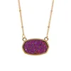 Pendant Necklaces Resin Oval Druzy Necklace Gold Color Chain Drusy Hexagon Style Designer Brand Fashion Jewelry for Womenpendant