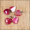 Arts and Crafts 20x20 mm Serce Stone Charms Stripe Agat Wiselant Uzdrawianie Reiki Crystal DIY Naszyjnik Kobiety Kobiety moda j sport010 dhjcj