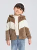 Giacca Teddy con cappuccio bicolore con stampa Chevron per bambini SHE