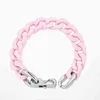 316l Stainless Steel Lacquer Bracelet Men Women 12mm Iced Out Pink Black Orange Cuban Chain Hip Hopjewelry 15cm 10inch