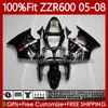 kawasaki 닌자 ZZR600 05-08 ZX ZZR-600 600 CC 05 06 07 08 COWLING 38HC.36 ZZR 600 600CC 2005 2007 2008 녹색 검은 주식 100 % 맞는 코어링 키트