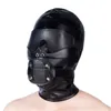 Nxy Sm Bondage Sex Toys Bdsm Leather Hood Blindfold Head Harness Mask with Penis Mouth Gag Fetish Slave for Women Men Adult Shop220419