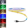 5V LED COB Strip Light USB Battery Powered 320LED/m High Density Linear Linghting Flexible Tape Strips White Blue Green Red DC5V