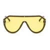 النظارات الشمسية الفاخرة المصممة للمرأة الصفراء أزياء ظلال النظارات الملونة المتضخم شفافة درع النظارات الشمسية Lunettes De Sols