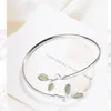 Bracelets de charme Silve banhado a moda simples folhas verdes opals roupas acessórios Redicável Bangle para mulheres GiftCharm Lars22