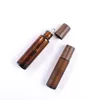 100pcs 5ml 10ml 15ml Frosted Amber Glass Roll On Bottle With Metal Ball Thin Glass Roller Essential Oil Vials Bamboo Cap Jars SN4527