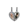 Collier avec pendentif Po demi-cœur sur mesure, 1 paire, pour hommes et femmes, cadeau de saint-valentin, breloque en zircone cubique, bijoux Hip Hop 254d