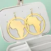 Hoop & Huggie African Map Earring Stud Earrings For Women Gold Color Big Stainless Steel Fashion Jewelry Ethnic GiftsHoop