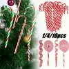 크리스마스 장식 PCS 나무 사탕 지팡이 롤리팝 펜던트 크리스마스 장식 파티를위한 장신구