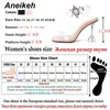 Aneikeh New Square Toe Summer Women Sandals Fashion Sharplent Spike Expike Thin High High Cheel Buckle Barty Party Shoes Soys 210226