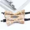 Bow Ties Cork Wood Fashion Vintage Floral Print Wooden Bowtie Novelty Handmade Butterfly Wedding Party Neck Wear AccessoriesBow