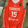 Nikivip Vintage Hedo Turkoglu #15 Turkey Team Basketball Buckeys Print Print Custom أي اسم رقم 4XL 5XL 6XL Jersey