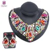 Kvinnors uttalande halsband örhänge kostym mode rhinestone crystal teardrop choker krage bröllop fest gåvor smyckesuppsättning