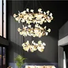 현대 미술 ginkgo 잎 펜던트 식당을위한 램프 램프 다락방 E14 샹들리에 거실 장식 부엌 매달려 라이트 비품