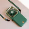 Mini Cooling Fan Foldable Neck Hanging Fan USB Adjustable Rechargeable Quiet Desktop Small Air Cooler Phone Holder 3 Gears Handheld Portable Outdoor Summer Cool