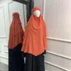 Roupas étnicas femininas longas Khimar Hijab islã tops sem mangas abaya jilbab ramadã oração vestuário abayas muçulmano árabe 3 camadas véus niqab hi