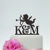 Personalisierte Baby-Engel-Amor-Initial-Hochzeitsdekoration, individueller Kuchenaufsatz mit Buchstaben zum Jahrestag D220618