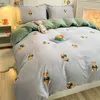 Cotton Children's Lovely Frosted Four Piece Set Cotton Spring and Autumn Winter Student Dormitory Three Bed Sheet