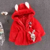 Peluche garder au chaud filles veste d'hiver 2021 nouveau avec un lapin ornements vêtements d'extérieur à capuche pour enfants enfants cadeau d'anniversaire veste J220718