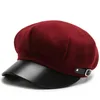 Boinas solar Casual Casual Caps Mulher pano de lã boina chapéu plano capitão Capitão Caminhão Vintage Black Sport Papai Bone Macho Hatber feminino