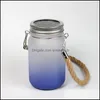 Tumblers Drinkware Kitchen Bar Bar Home Garden 14oz Sublimation Bradient Mason Jar مع مقبض الزجاج الزجاجي الزجاجة ماء LED