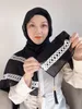 2022 Muslim Chiffon Tassel Hijab Shawls with White Lace Scarf Women Solid Color Head Wraps Women Hijabs Scarves Ladies