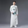 Etniska kläder män kinesisk traditionell stil tang kostym långa kläder hanfu orientalisk kostym retro landskap tryck qipao klänning