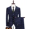 Blazer Pants Vest Men Suits Wedding Dress Floral Print 3 조각 세트 남성 고급스러운 Bronzing Blazers 재킷 코트 바지 Waistcoat 220520