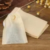 6*8 cm Teefilterbeutel Siebe Werkzeuge Natürliche Ungebleichtes Holz Zellstoff Papier Kordelzug Taschen Einweg-ei Beutel 100 Teile/los