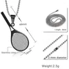 Pendant Necklaces Fashion Sporty Small Badminton Racket Necklace For Men Male Black / Gold Color Stainless Steel Length DropPendant