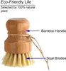 Bamboo Dish Scrub Brush Kitchen Wooden Cleaning Tools Scrubbers for Washing Cast Iron Pan Pot Natural Sisal Bristles Brushes