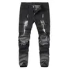 Jeans masculinos Fashion Streetwear Men Vintage Blue Skinny Destruído Rapped Punk Ponts Homme Hip Hop Men A1126Men's