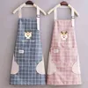 New Japanese Style Waterproof and Oil-proof Apron Women's Home Kitchen Work Clothes Men's Sleeveless Waist Summer Models Y220426