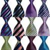 Noeuds papillon Cravate à rayures pour hommes 100% soie Gris Rose Bleu Jacquard Fête Mariage Tissé Design de mode CravateBow