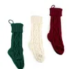 46cm Knitted Christmas Socks Christmas Tree Ornament Solid Color Children's Gift Candy Bag C0713x02