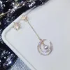 Pendurado Lustre Vintage Strass Estrela Lua Brincos assimétricos Charm Borla Longo Para Mulheres Moda Jóias Presente Pendurado