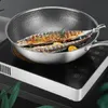 KATA 430 Acier Inoxydable Wok Poêle Épaisse En Nid D'abeille À La Main Poêle À Frire Antiadhésive Non Rouille Cuisinière À Gaz/Induction Cuisine Cook 220423