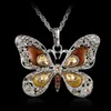 Collier pendentif papillon en strass, décoration de fête de mariage, insecte en cristal, bijoux cadeaux pour femmes