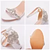 Vita gnistkristaller Bröllopsskor Hög Chunky -häl Öppen tå Sandaler för sommar Ladies Formal Party Prom Shoes CL0252229O